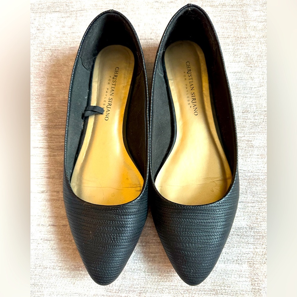 Christian Siriano (Payless) Black Textured Ballet Flats Lightly Worn